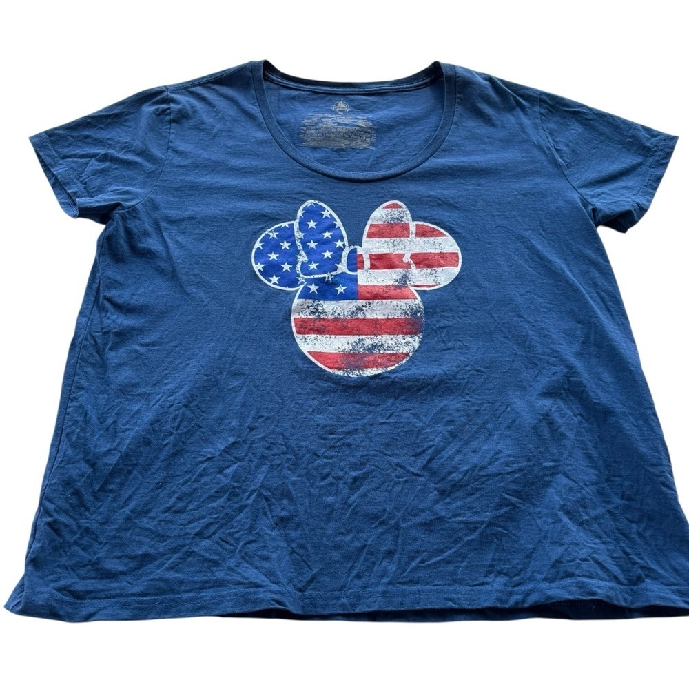 Disney Minnie Mouse USA Flag Shirt 2XL Blue Patriotic 4th of July America